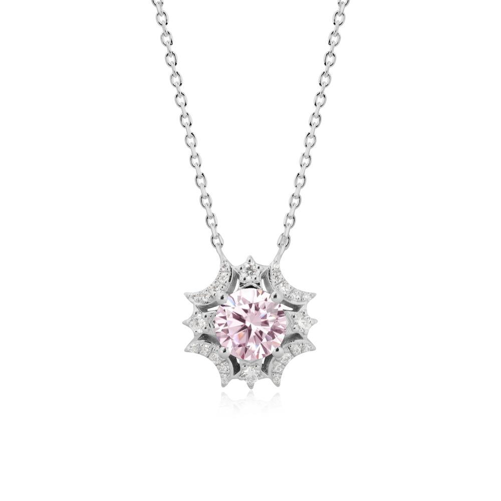 Celestial Star Pink Cubic Zirconia Necklace - LUO Jewelry #metal_platinum