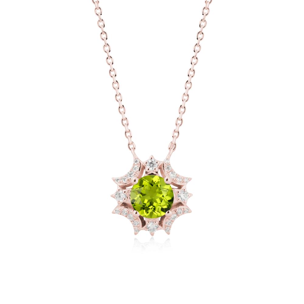 Round Peridot Celestial Star Pendant Necklace - LUO Jewelry #metal_18k rose gold
