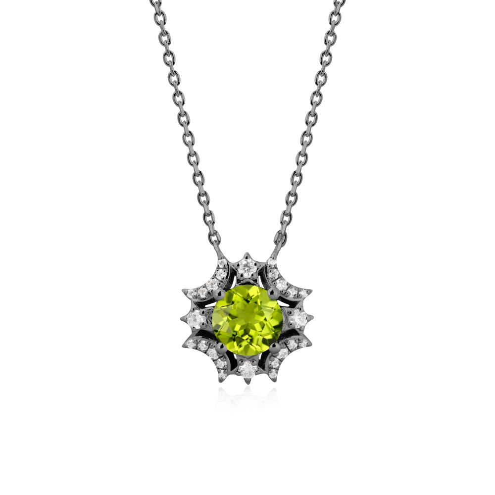 Round Peridot Celestial Star Pendant Necklace - LUO Jewelry #metal_black finish sterling silver