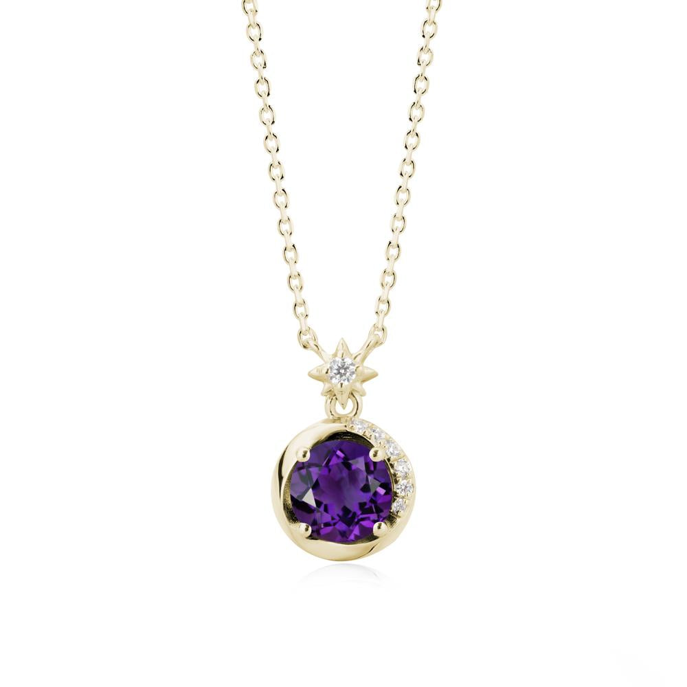 Galaxy Inspired Star Amethyst Pendant Necklace - LUO Jewelry #metal_14k yellow gold