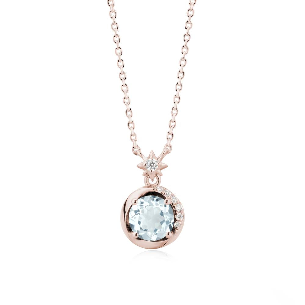 Galaxy Inspired Swirling Aquamarine Necklace - LUO Jewelry #metal_14k rose gold
