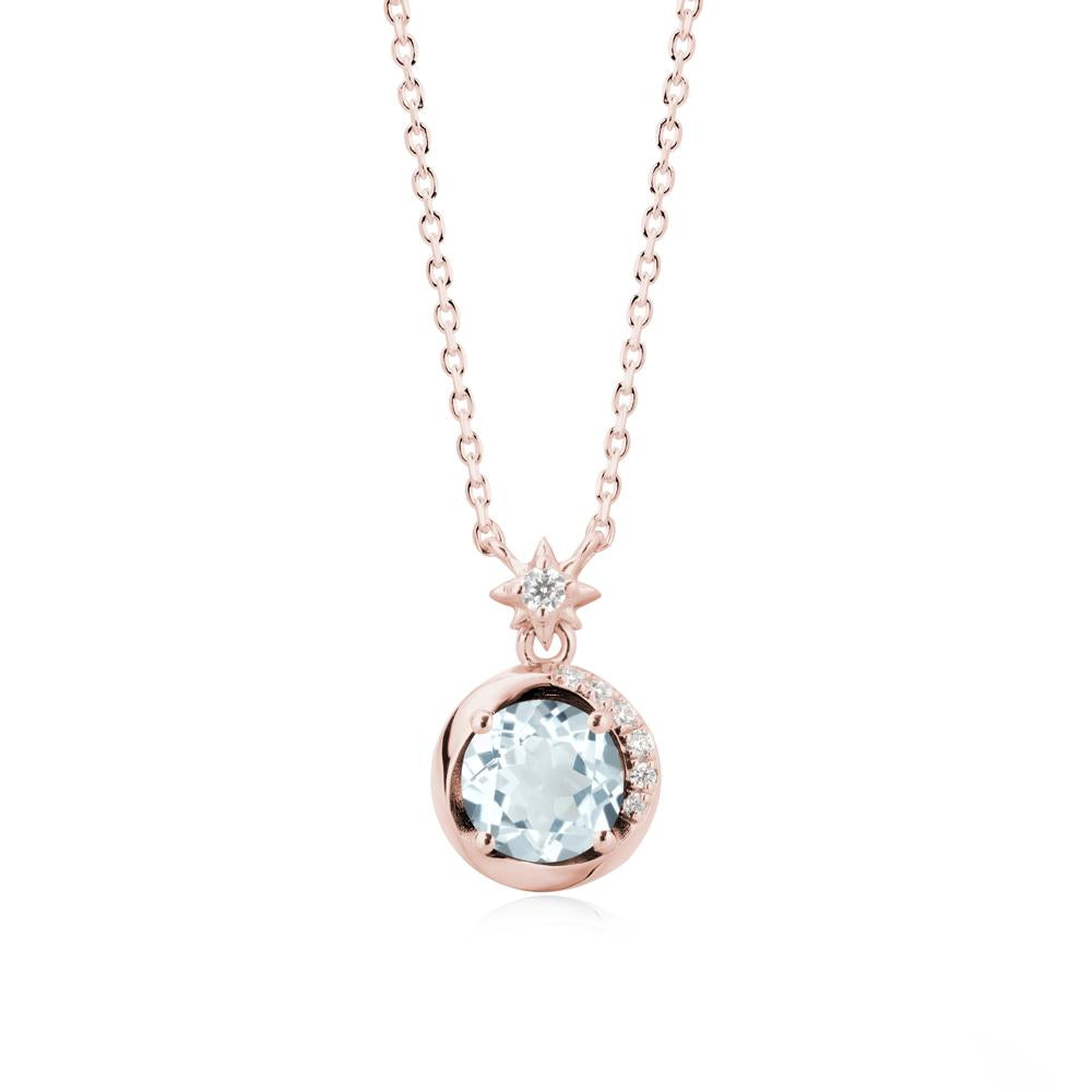 Galaxy Inspired Swirling Aquamarine Necklace - LUO Jewelry #metal_18k rose gold