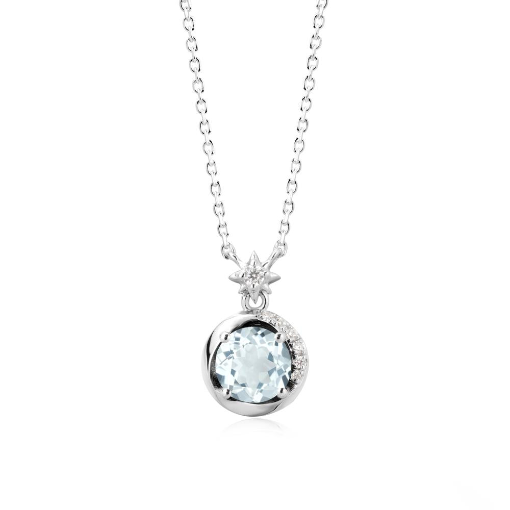 Galaxy Inspired Swirling Aquamarine Necklace - LUO Jewelry #metal_18k white gold