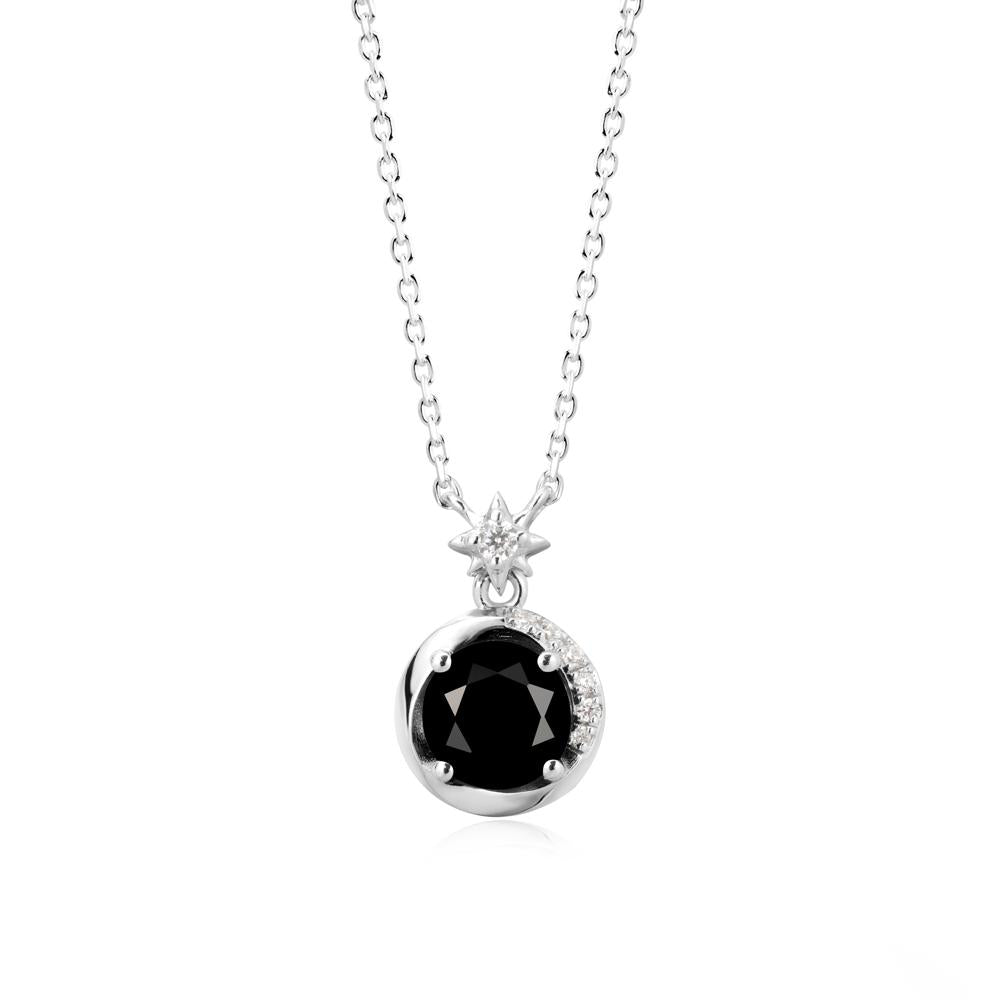 Galaxy Inspired Swirling Black Spinel Necklace - LUO Jewelry #metal_14k white gold