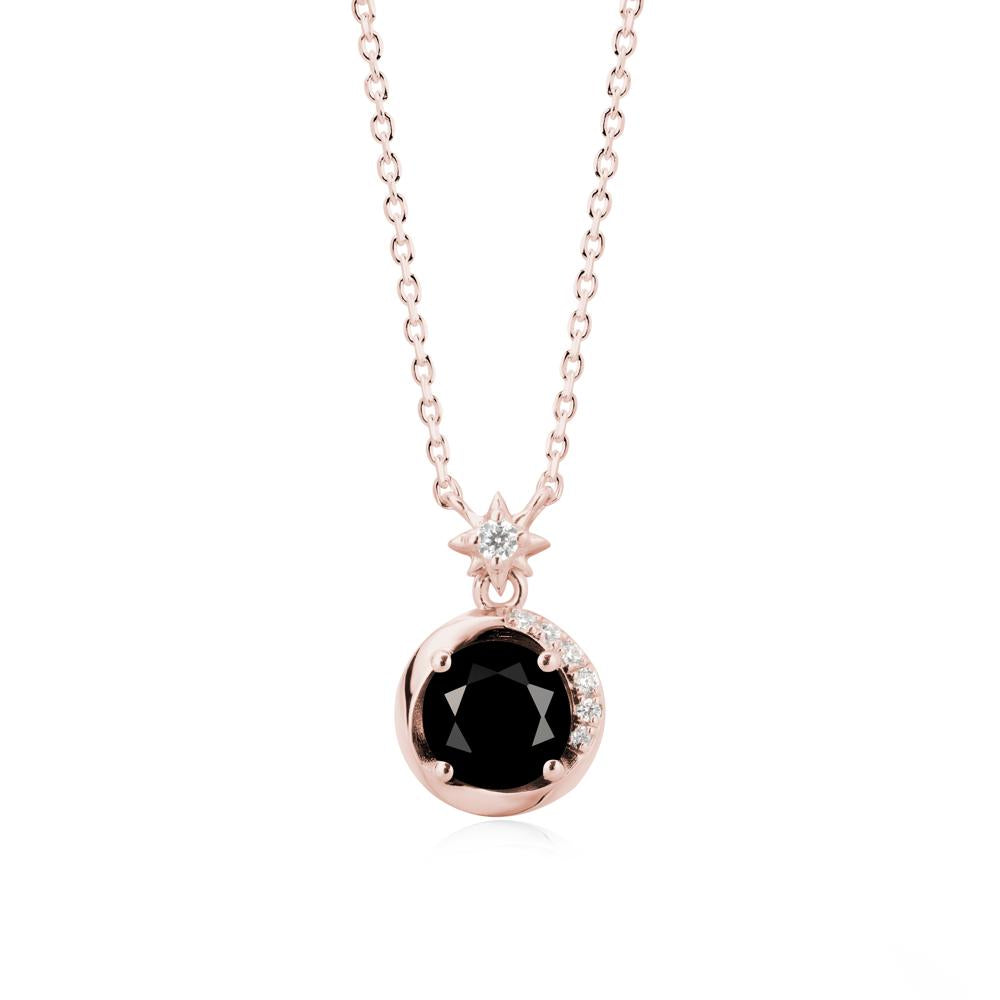 Galaxy Inspired Swirling Black Spinel Necklace - LUO Jewelry #metal_18k rose gold