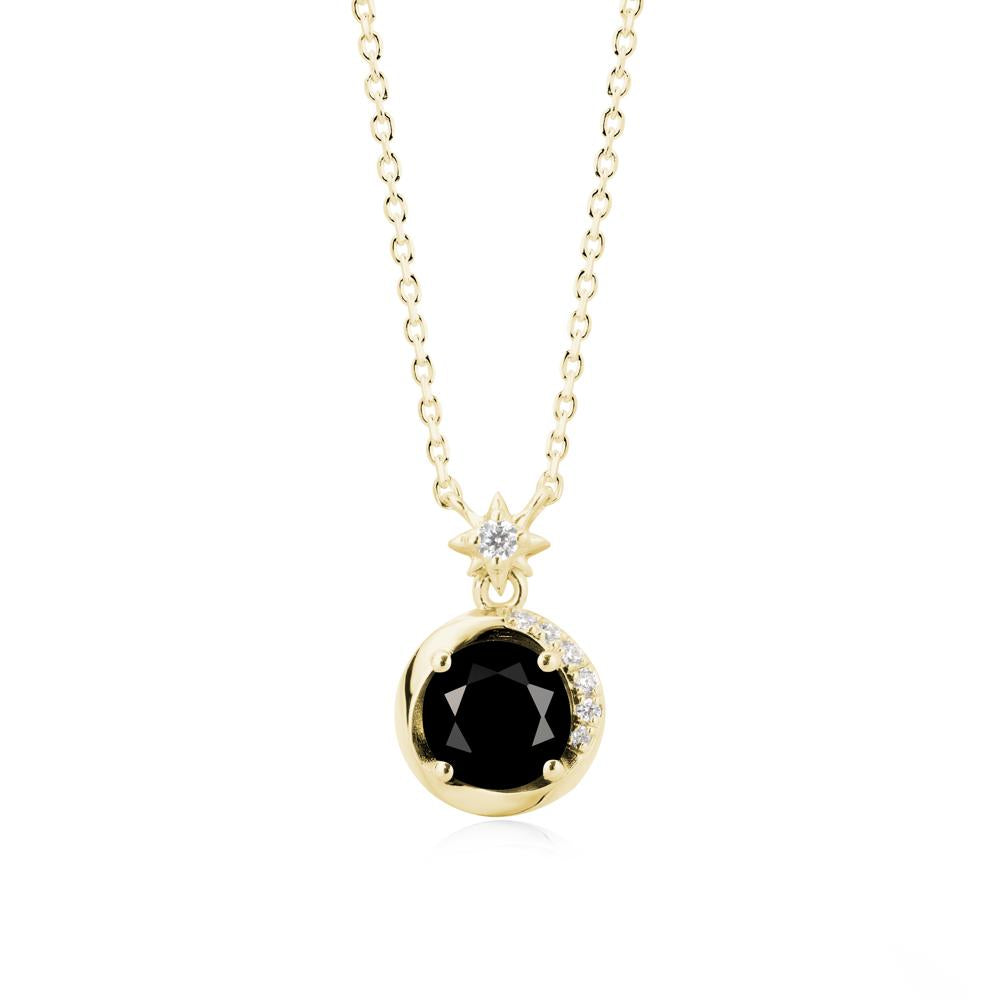 Galaxy Inspired Swirling Black Spinel Necklace - LUO Jewelry #metal_18k yellow gold