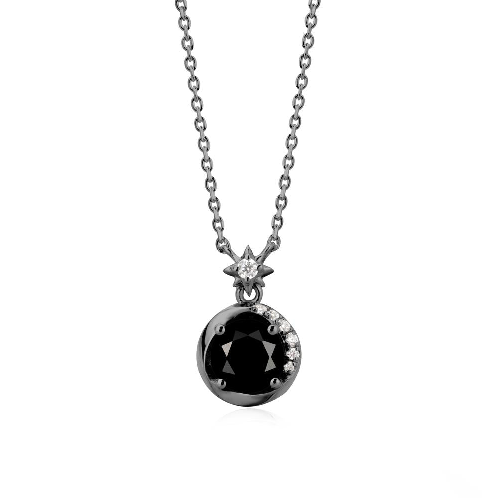 Galaxy Inspired Swirling Black Spinel Necklace - LUO Jewelry #metal_black finish sterling silver