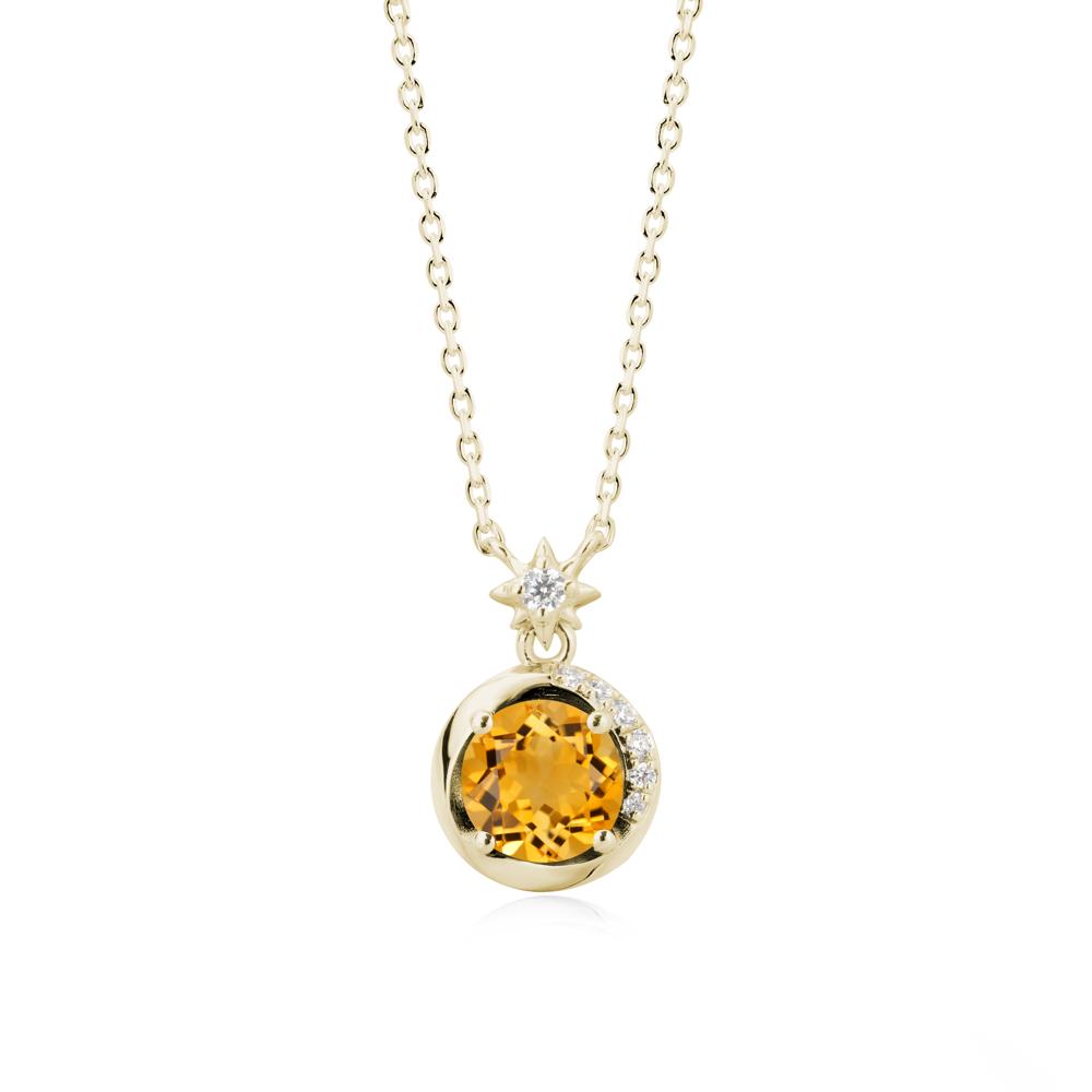 Galaxy Inspired Star Citrine Pendant Necklace - LUO Jewelry #metal_14k yellow gold