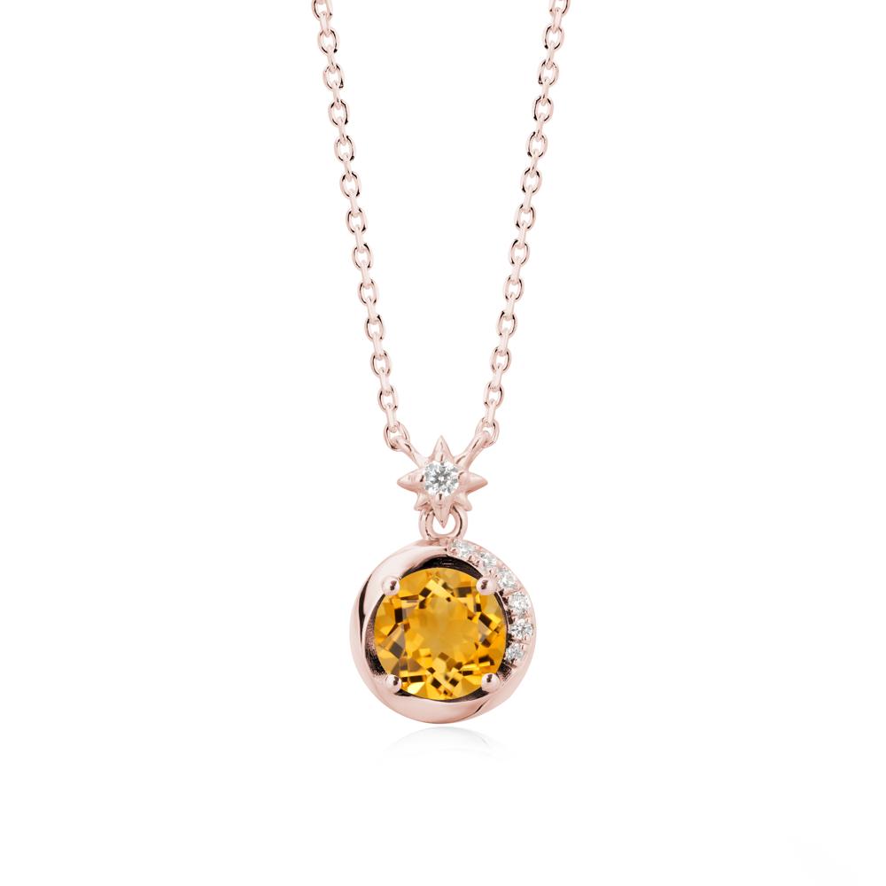 Galaxy Inspired Star Citrine Pendant Necklace - LUO Jewelry #metal_18k rose gold