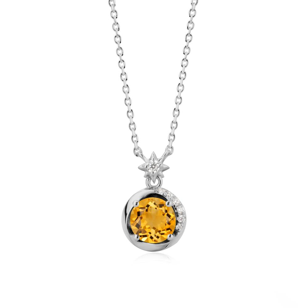 Galaxy Inspired Star Citrine Pendant Necklace - LUO Jewelry #metal_platinum