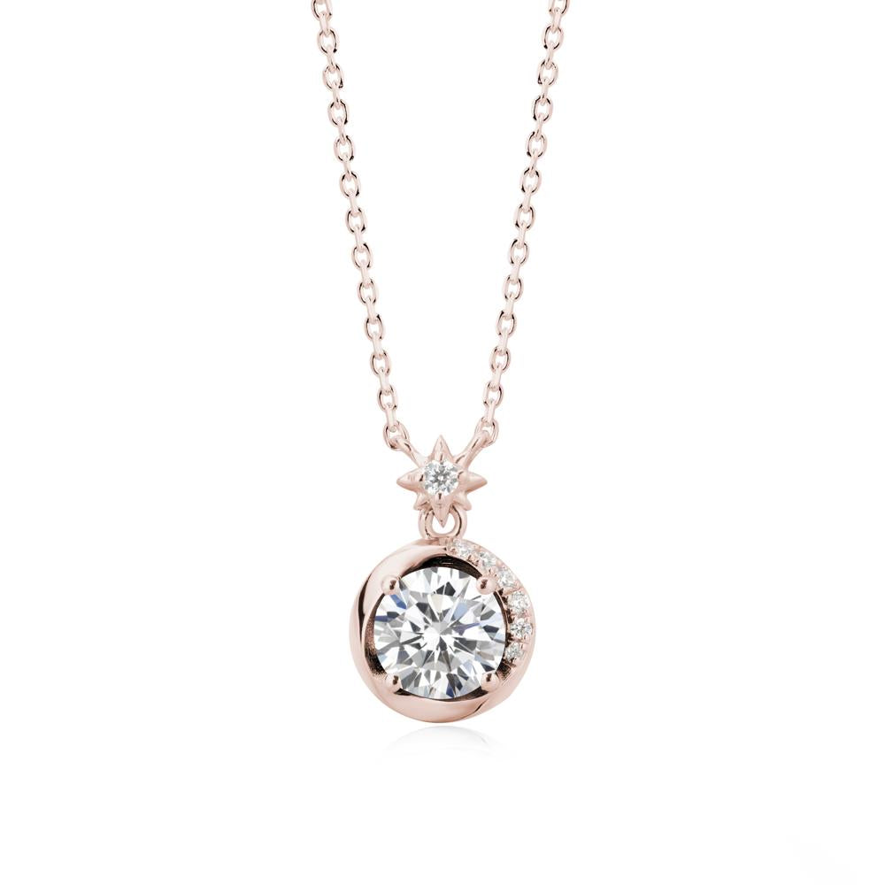 Galaxy Inspired Swirling Cubic Zirconia Necklace - LUO Jewelry #metal_14k rose gold