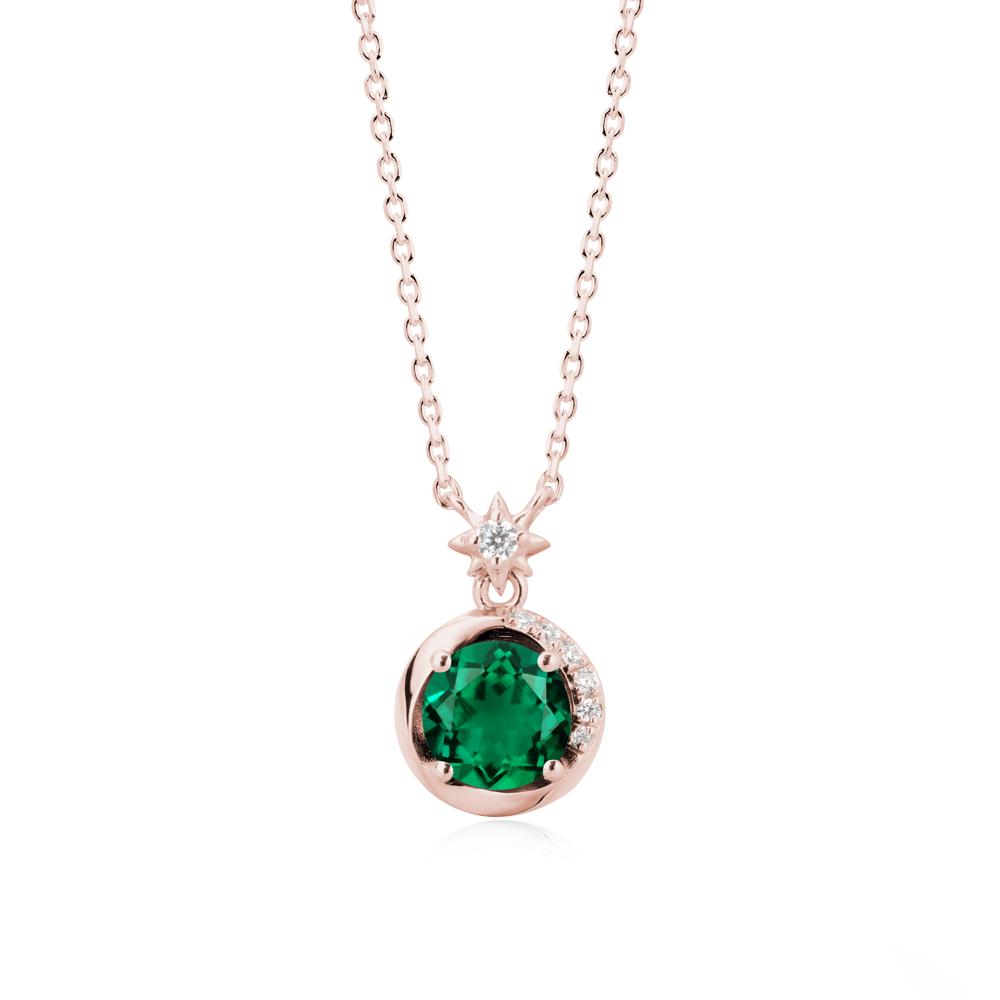 Galaxy Inspired Star Emerald Pendant Necklace - LUO Jewelry #metal_18k rose gold