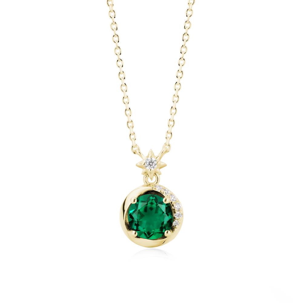 Galaxy Inspired Star Emerald Pendant Necklace - LUO Jewelry #metal_18k yellow gold