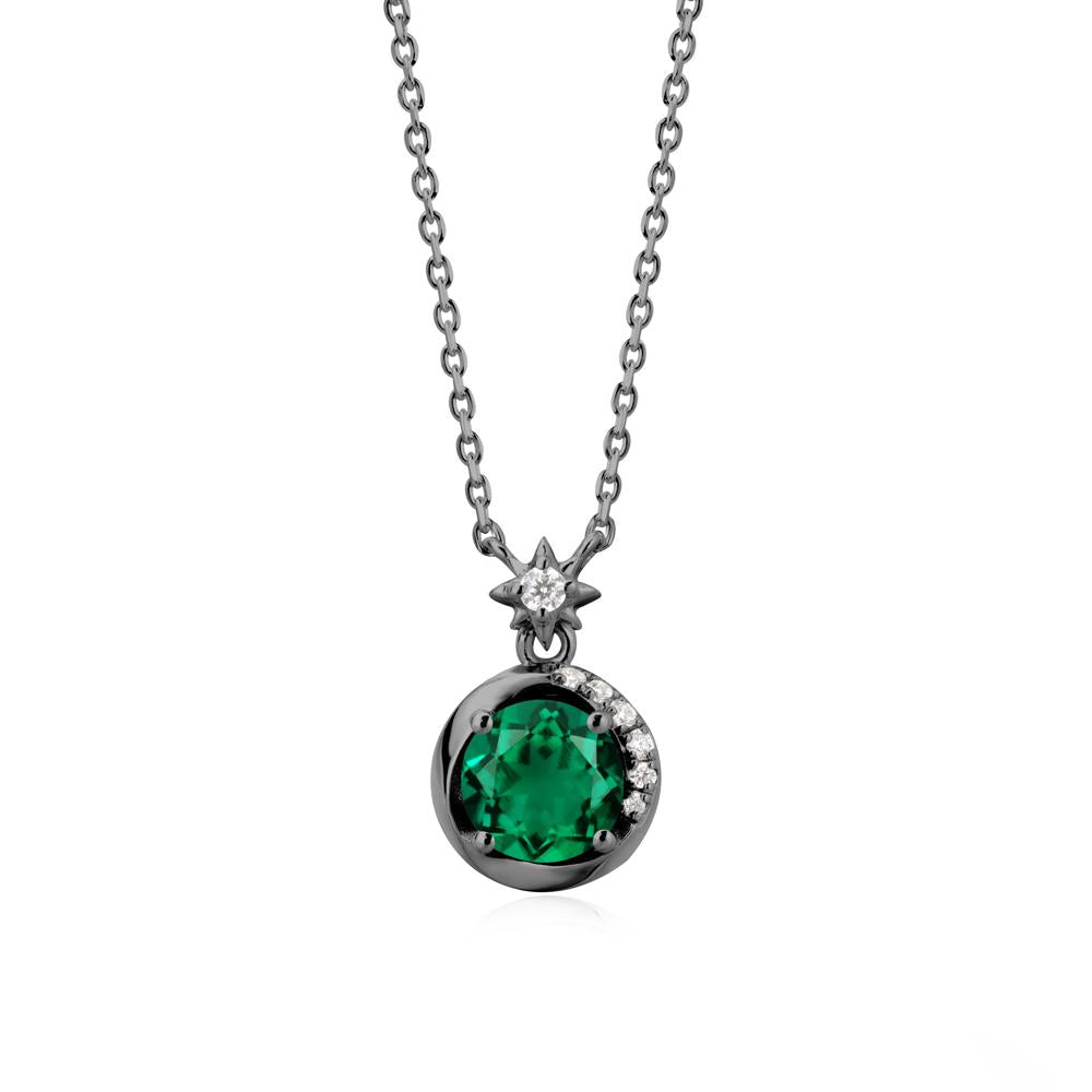 Galaxy Inspired Star Emerald Pendant Necklace - LUO Jewelry #metal_black finish sterling silver