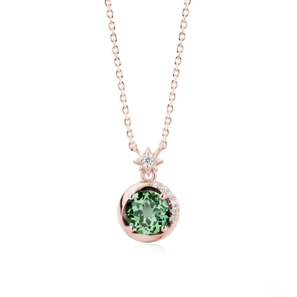 Galaxy Inspired Star Green Sapphire Pendant Necklace - LUO Jewelry #metal_18k rose gold