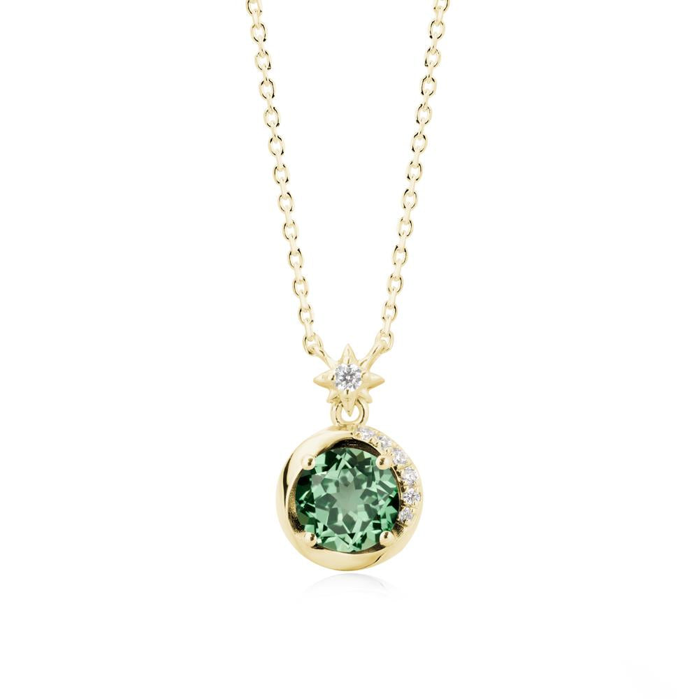Galaxy Inspired Star Green Sapphire Pendant Necklace - LUO Jewelry #metal_18k yellow gold