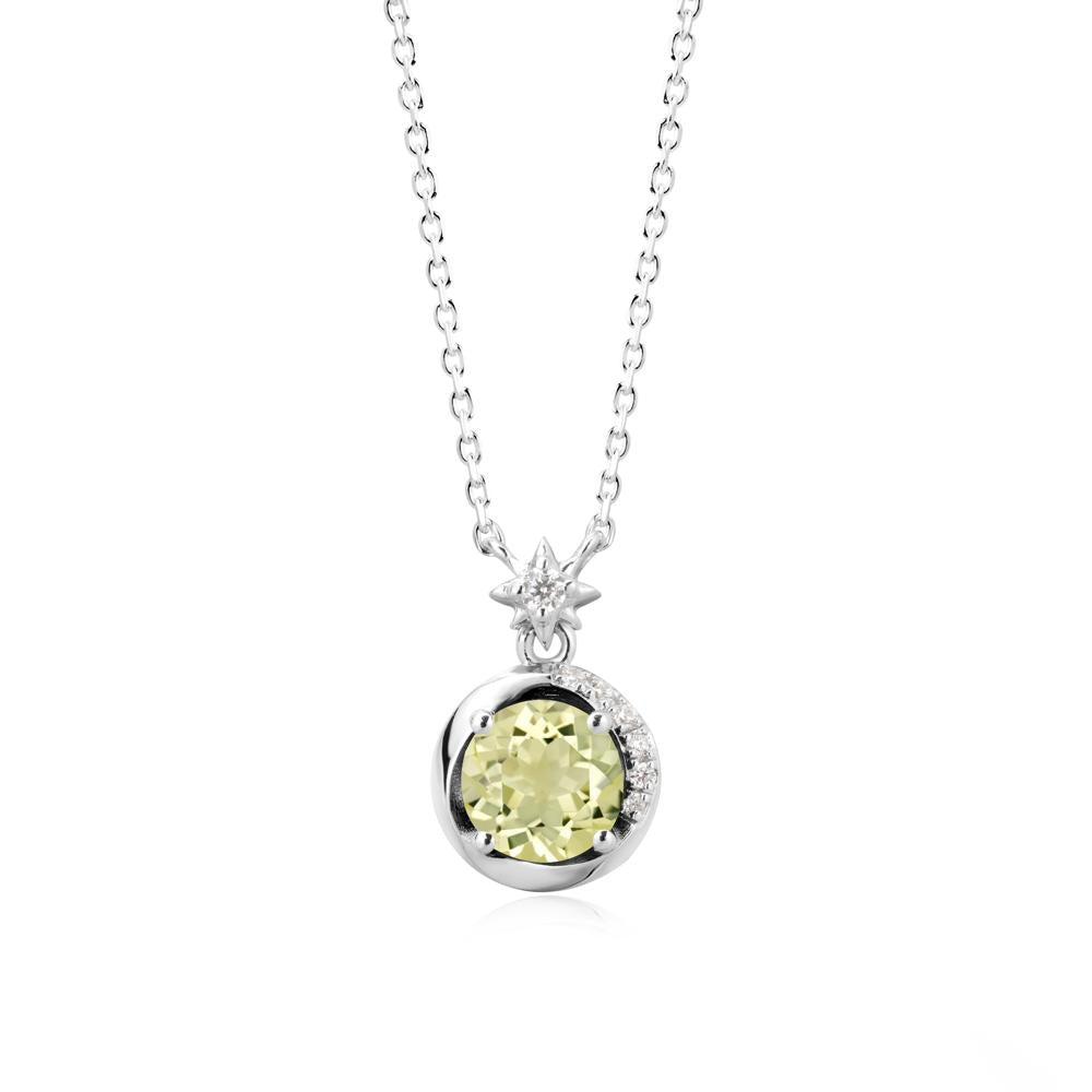 Galaxy Inspired Swirling Lemon Quartz Necklace - LUO Jewelry #metal_18k white gold