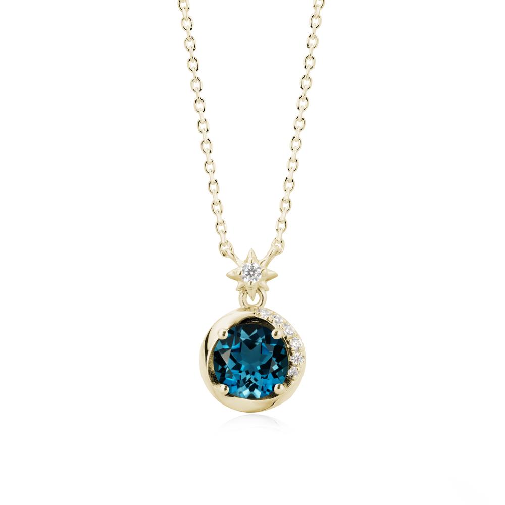 Galaxy Inspired Star London Blue Topaz Pendant Necklace - LUO Jewelry #metal_14k yellow gold