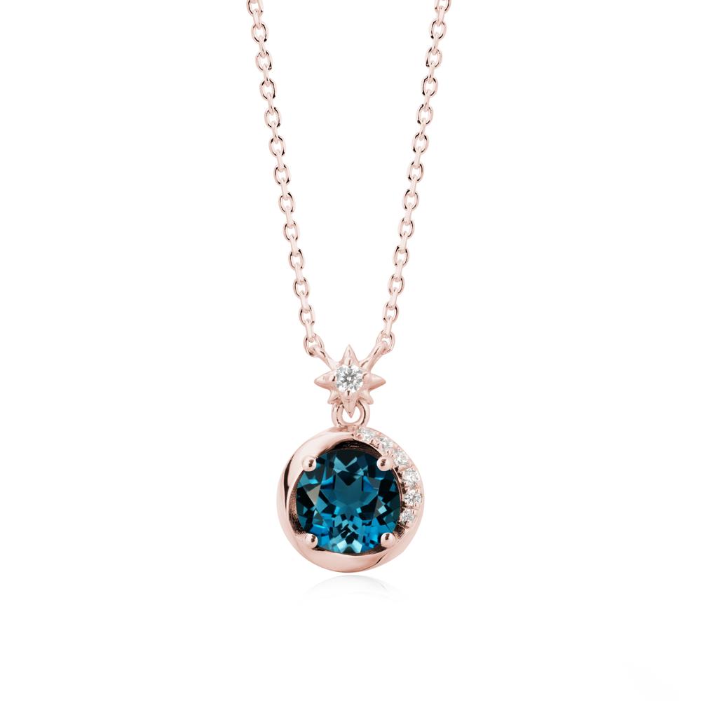 Galaxy Inspired Star London Blue Topaz Pendant Necklace - LUO Jewelry #metal_18k rose gold
