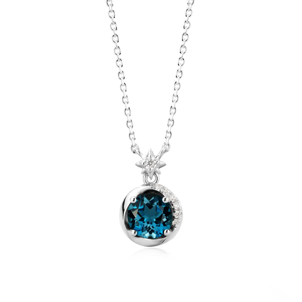 Galaxy Inspired Star London Blue Topaz Pendant Necklace - LUO Jewelry #metal_18k white gold