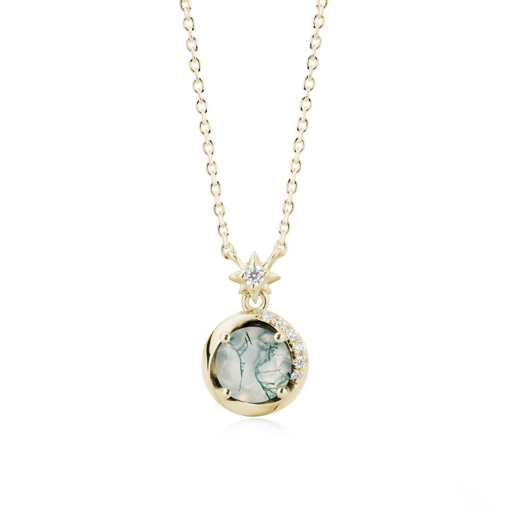 Galaxy Inspired Swirling Moss Agate Necklace - LUO Jewelry #metal_14k yellow gold