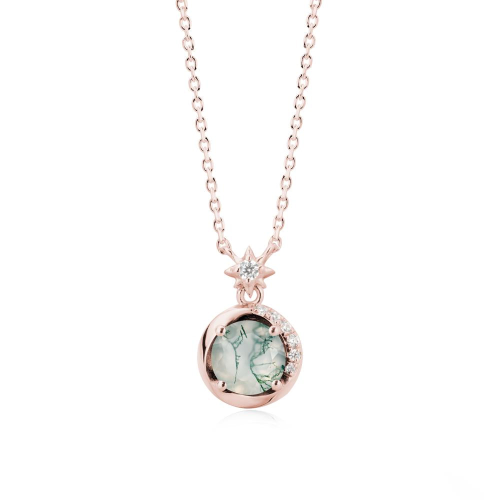 Galaxy Inspired Swirling Moss Agate Necklace - LUO Jewelry #metal_18k rose gold