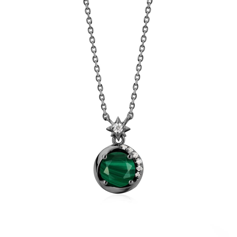 Galaxy Inspired Star Malachite Pendant Necklace - LUO Jewelry #metal_black finish sterling silver