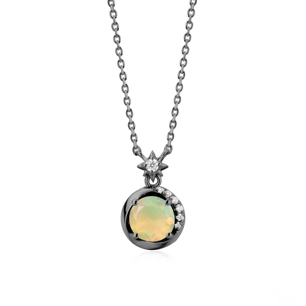 Galaxy Inspired Star Opal Pendant Necklace - LUO Jewelry #metal_black finish sterling silver