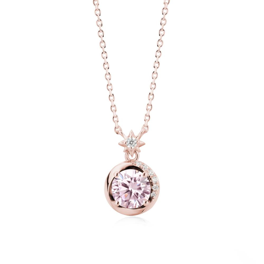 Galaxy Inspired Swirling Pink Cubic Zirconia Necklace - LUO Jewelry #metal_18k rose gold