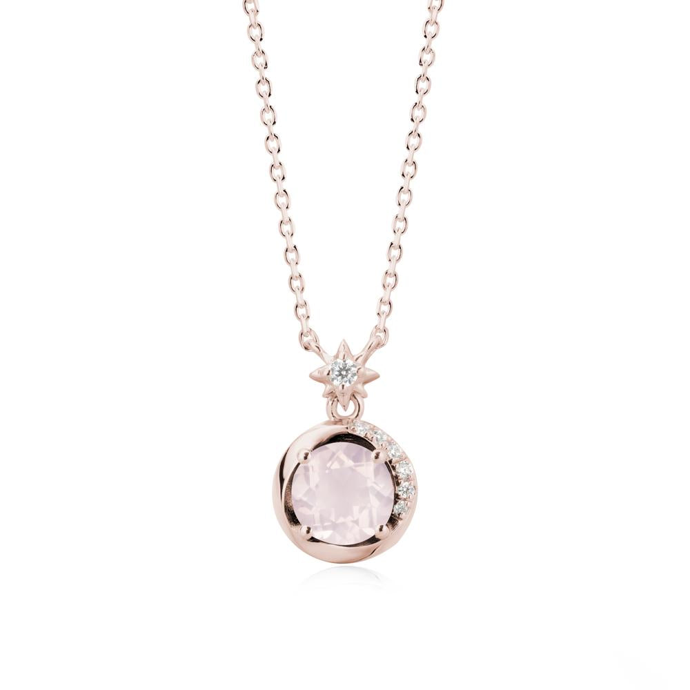 Galaxy Inspired Swirling Rose Quartz Necklace - LUO Jewelry #metal_14k rose gold