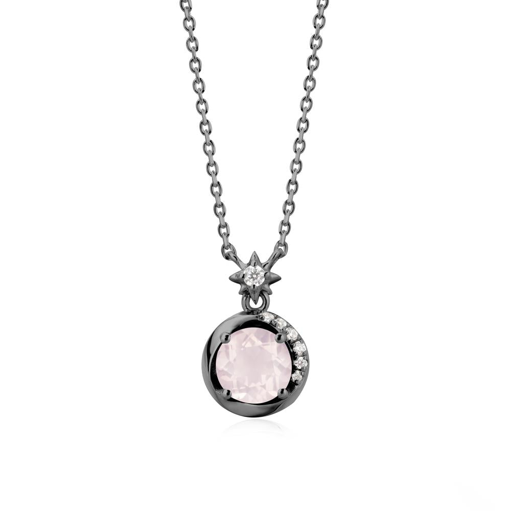Galaxy Inspired Swirling Rose Quartz Necklace - LUO Jewelry #metal_black finish sterling silver