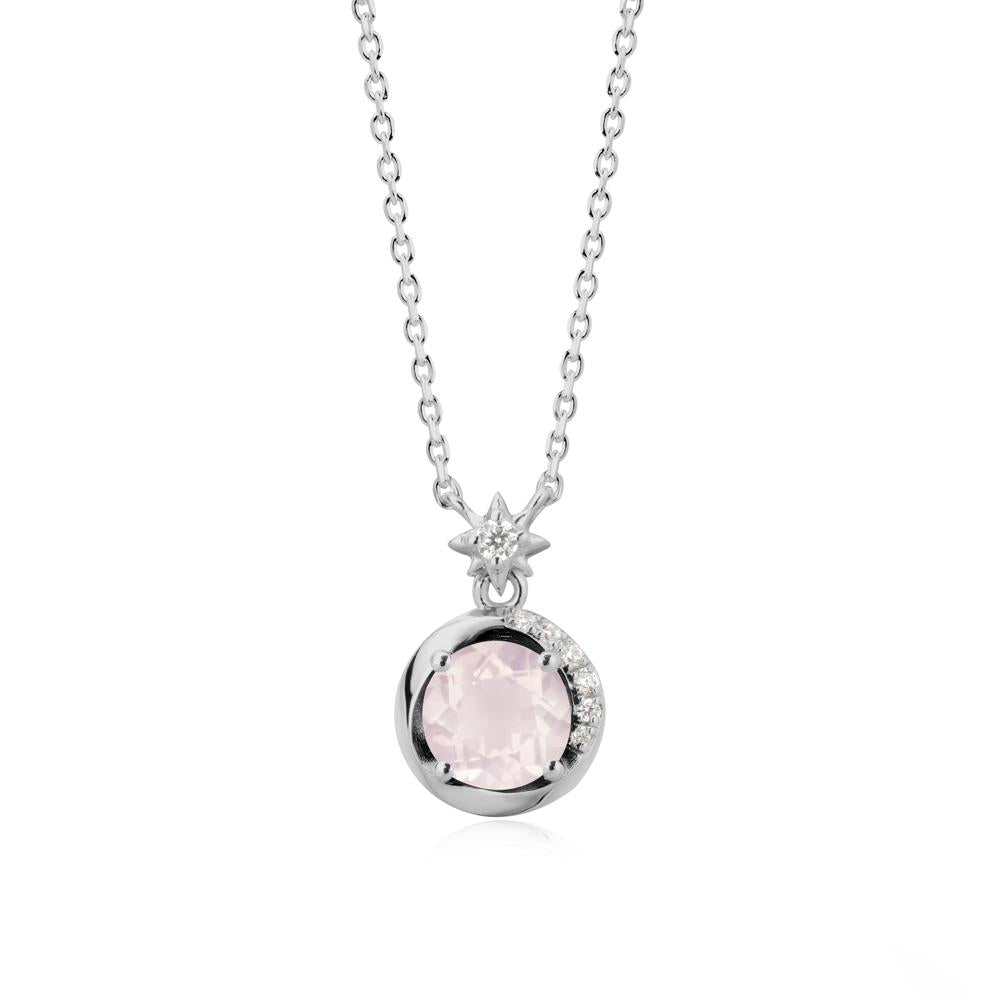 Galaxy Inspired Swirling Rose Quartz Necklace - LUO Jewelry #metal_platinum