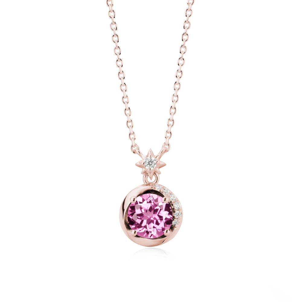 Galaxy Inspired Star Pink Sapphire Pendant Necklace - LUO Jewelry #metal_18k rose gold