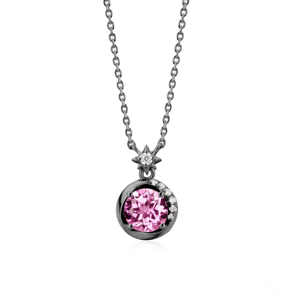 Galaxy Inspired Star Pink Sapphire Pendant Necklace - LUO Jewelry #metal_black finish sterling silver