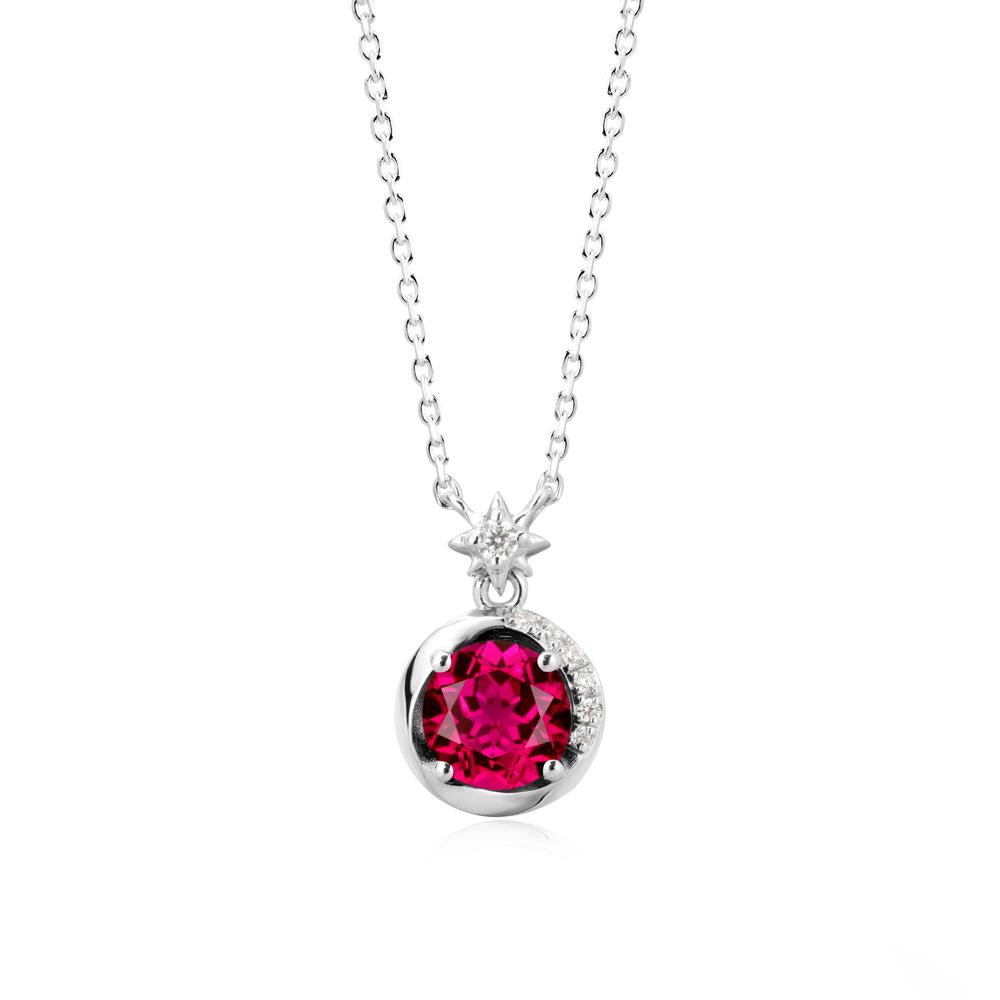 Galaxy Inspired Swirling Ruby Necklace - LUO Jewelry #metal_14k white gold