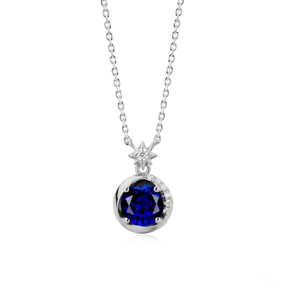 Galaxy Inspired Star Sapphire Pendant Necklace - LUO Jewelry #metal_platinum