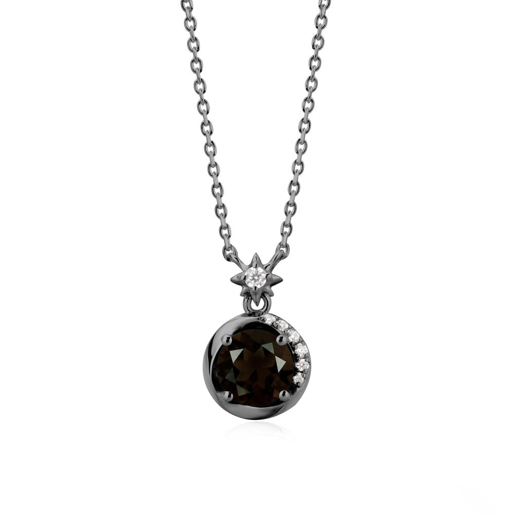 Galaxy Inspired Swirling Smoky Quartz Necklace - LUO Jewelry #metal_black finish sterling silver