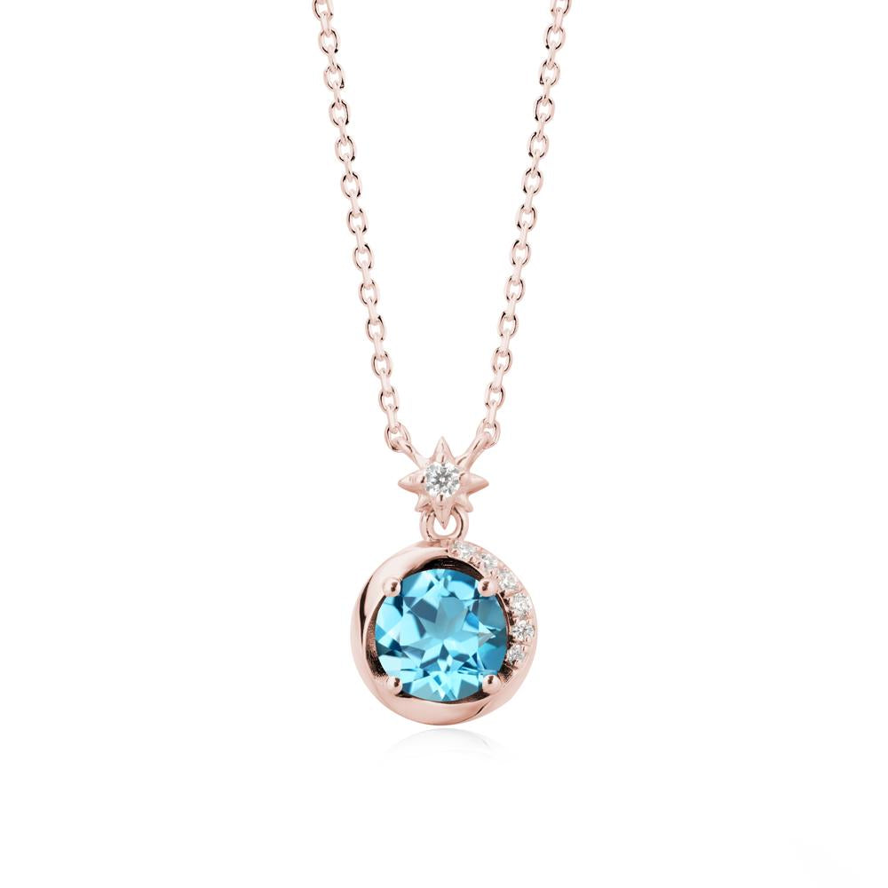 Galaxy Inspired Star Swiss Blue Topaz Pendant Necklace - LUO Jewelry #metal_18k rose gold