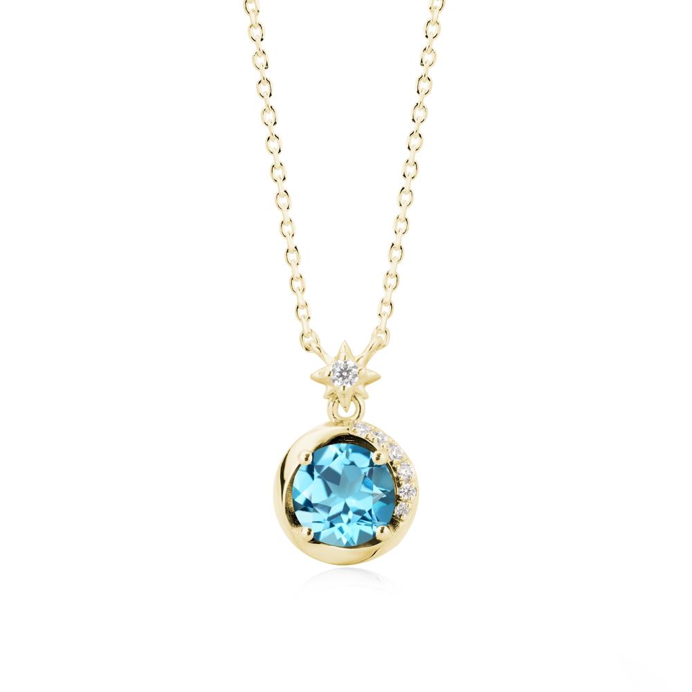 Galaxy Inspired Star Swiss Blue Topaz Pendant Necklace - LUO Jewelry #metal_18k yellow gold
