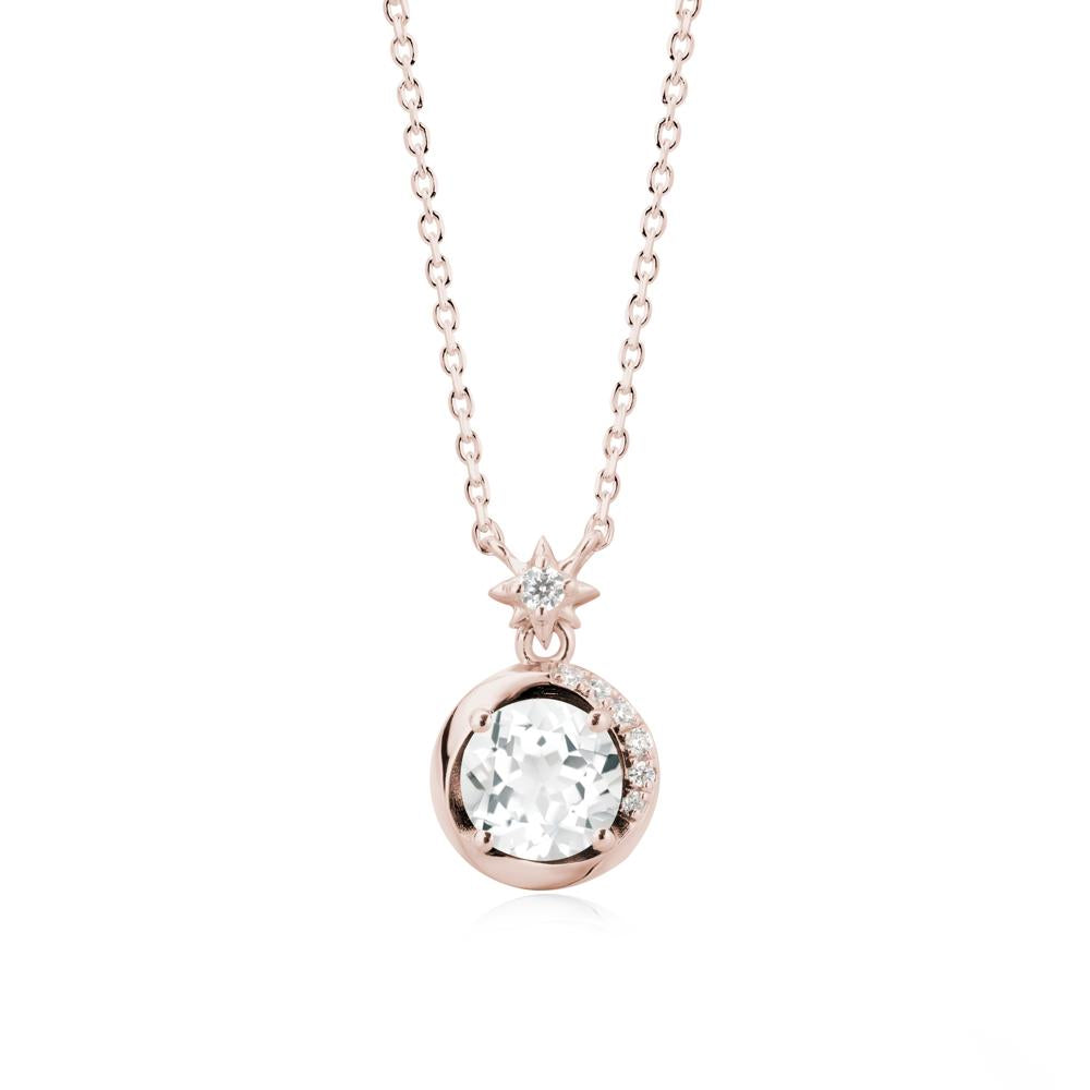 Galaxy Inspired Swirling White Topaz Necklace - LUO Jewelry #metal_14k rose gold