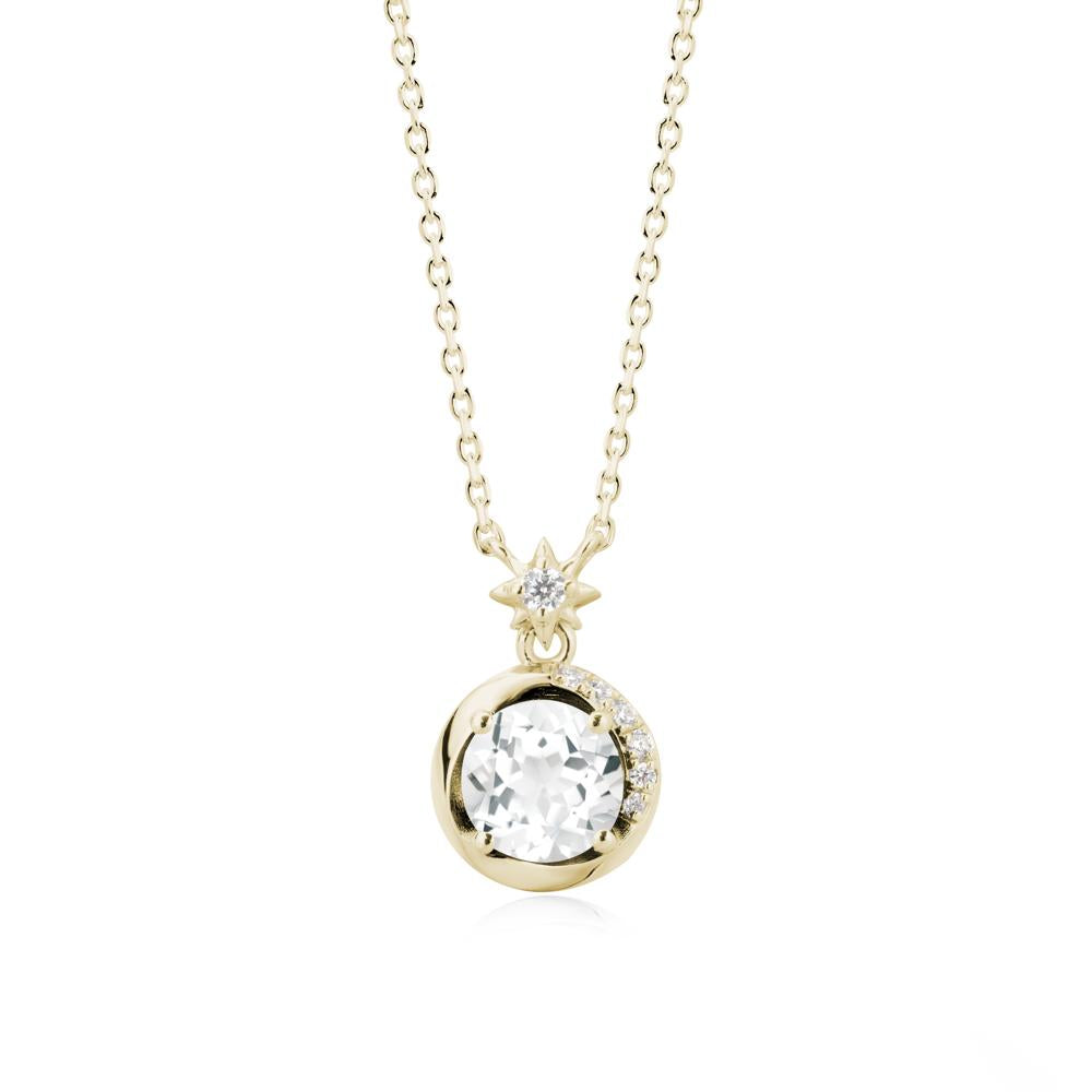Galaxy Inspired Swirling White Topaz Necklace - LUO Jewelry #metal_14k yellow gold