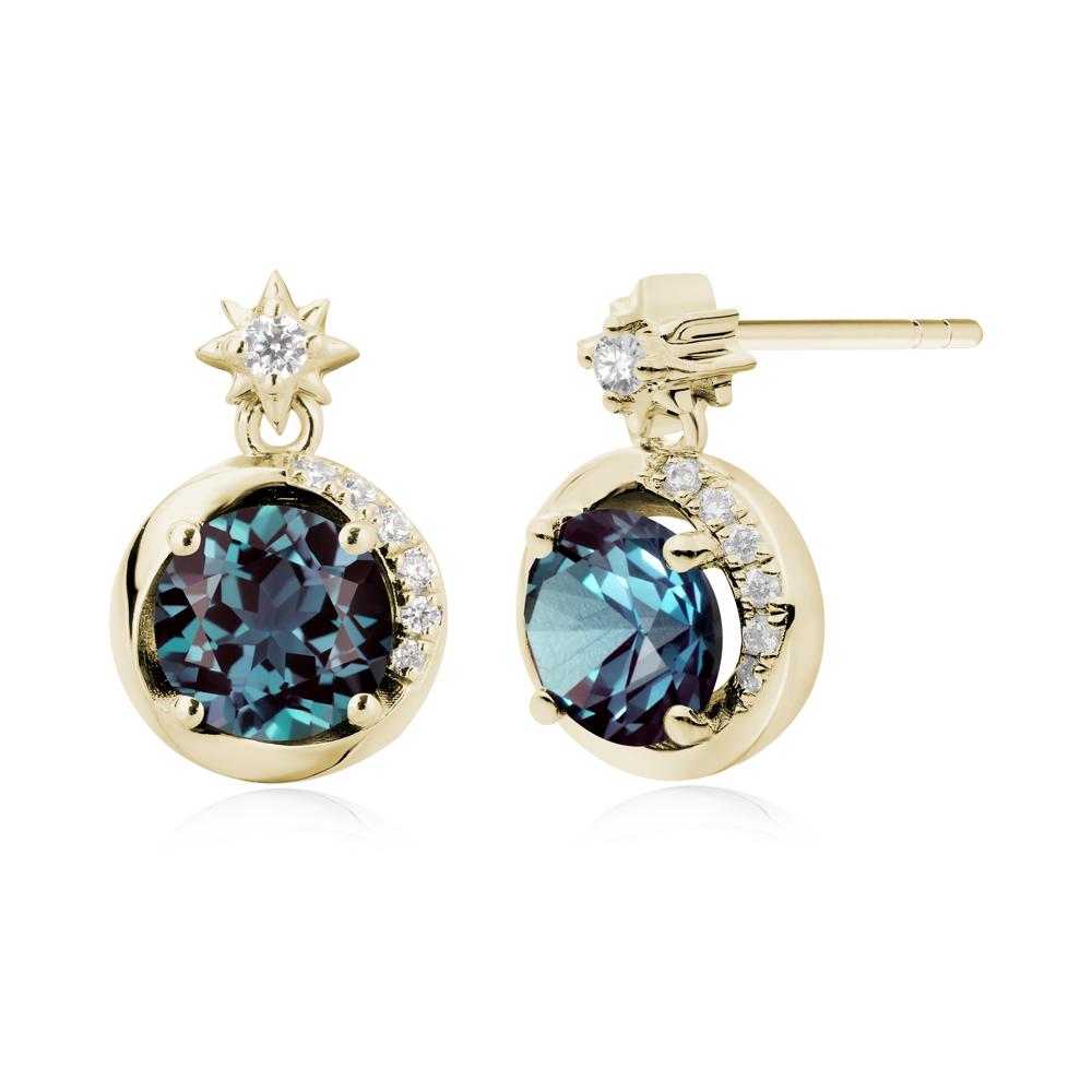 Galaxy Inspired Star Alexandrite Earrings - LUO Jewelry #metal_14k yellow gold