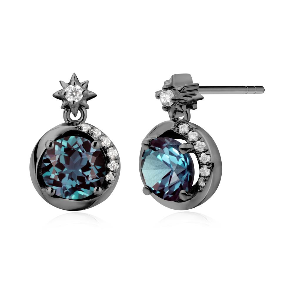 Galaxy Inspired Star Alexandrite Earrings - LUO Jewelry #metal_black finish sterling silver