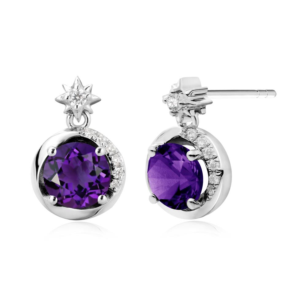 Galaxy Inspired Swirling Amethyst Stud Earrings - LUO Jewelry #metal_sterling silver