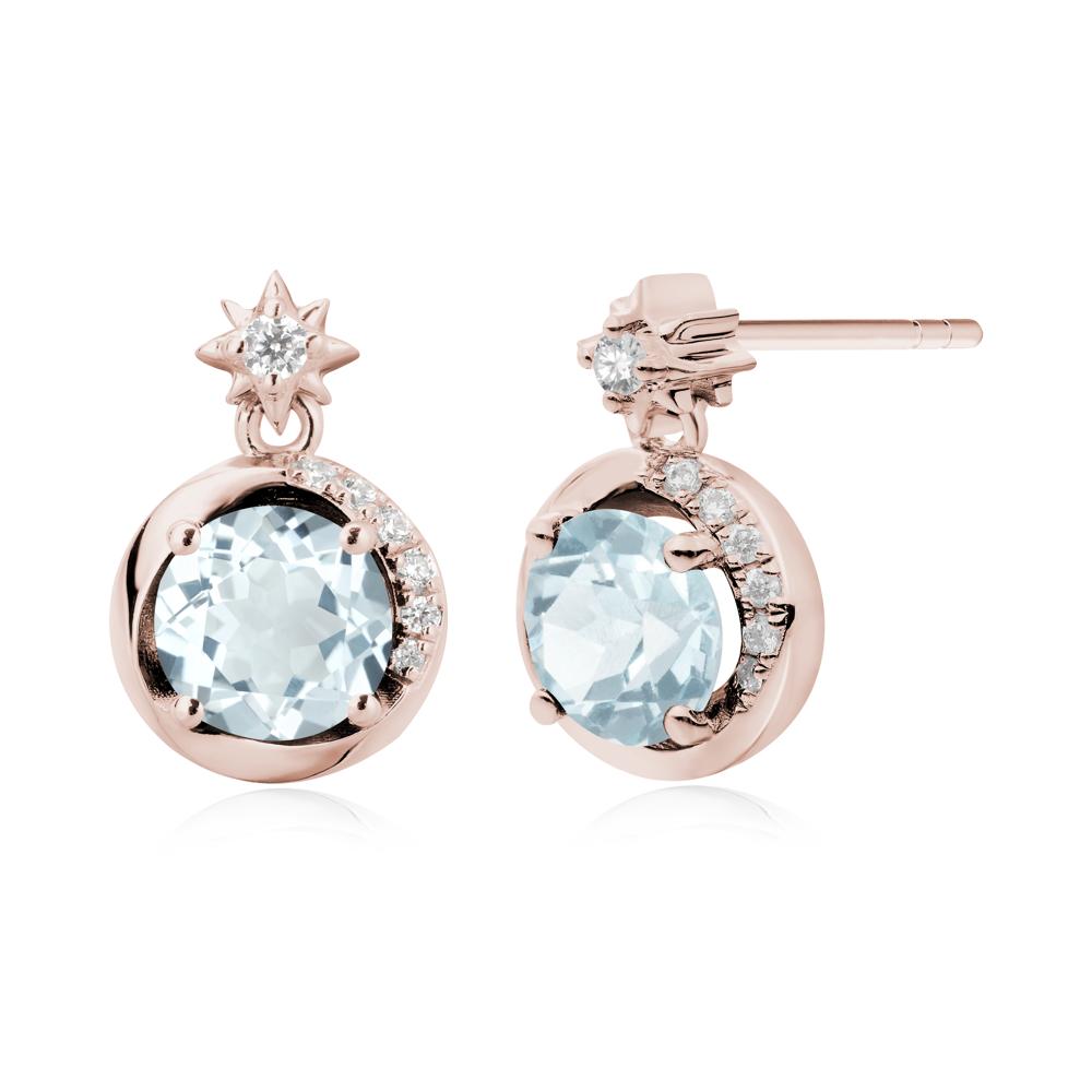 Galaxy Inspired Swirling Aquamarine Stud Earrings - LUO Jewelry #metal_14k rose gold