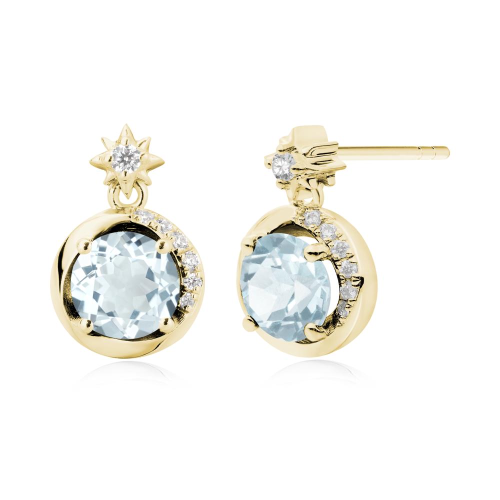 Galaxy Inspired Swirling Aquamarine Stud Earrings - LUO Jewelry #metal_18k yellow gold
