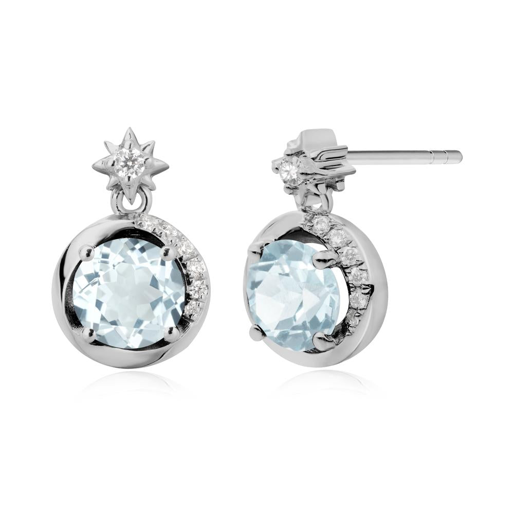 Galaxy Inspired Swirling Aquamarine Stud Earrings - LUO Jewelry #metal_platinum