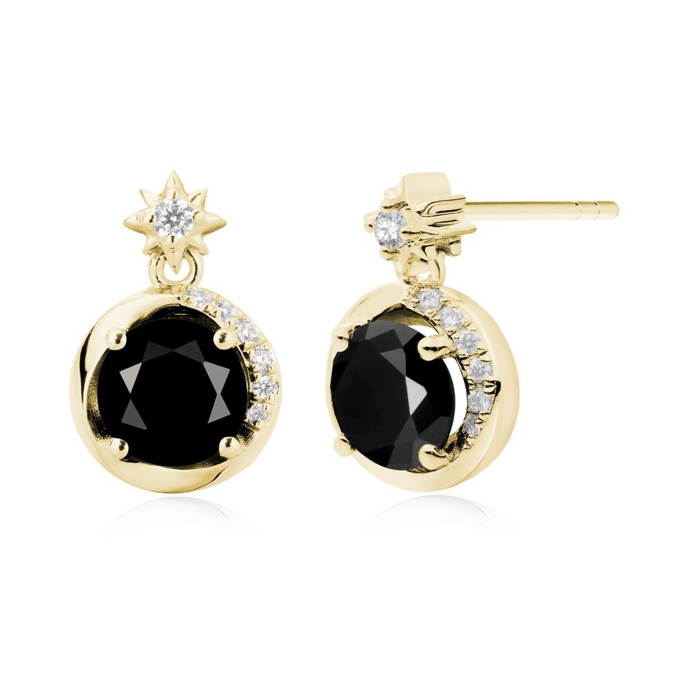 Galaxy Inspired Swirling Black Spinel Stud Earrings - LUO Jewelry #metal_18k yellow gold