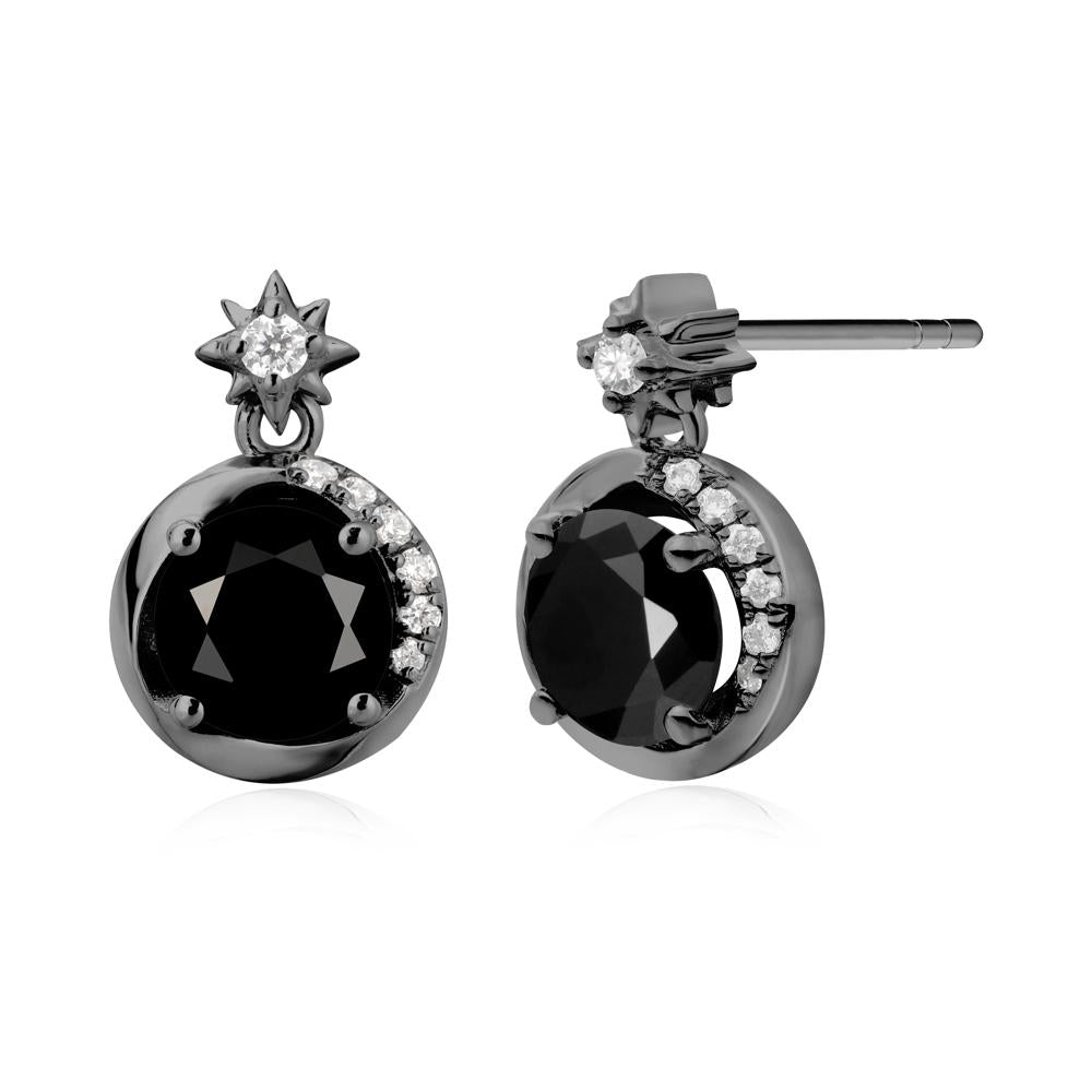 Galaxy Inspired Swirling Black Spinel Stud Earrings - LUO Jewelry #metal_black finish sterling silver