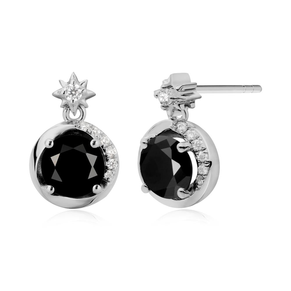 Galaxy Inspired Swirling Black Spinel Stud Earrings - LUO Jewelry #metal_platinum